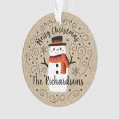 Niedlich Winter Weihnachtsschneemann Ornament (Vorderseite)
