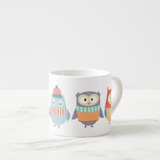 Niedlich Wintry Pastel Owls Espressotasse (Vorderseite Rechts)