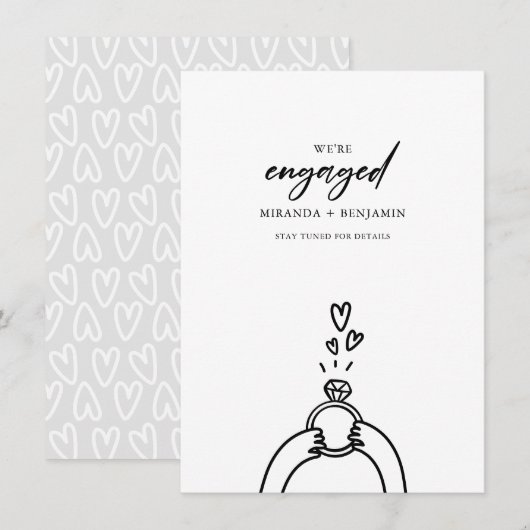 Niedlich Wir sind Verlobte Verlobung Ankündigung (Vorne/Hinten)