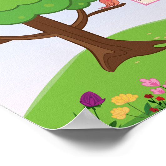 Niedlich wird alles gut hoffen Bäume Blume Vögel s Poster (Ecke)