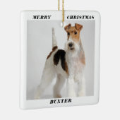 Niedlich Wire Fox Terrier Dog Foto Frohe Weihnacht Keramikornament (Rechts)