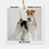 Niedlich Wire Fox Terrier Dog Foto Frohe Weihnacht Keramikornament (Vorderseite)