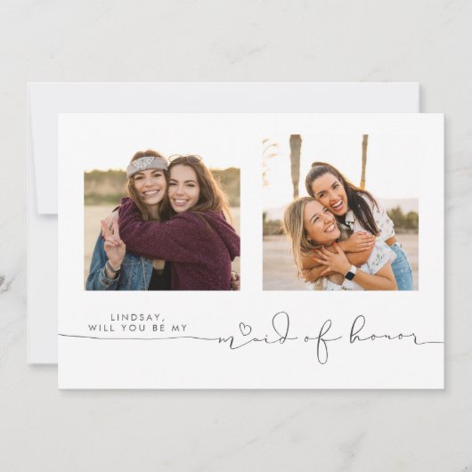 Niedlich wirst du meine Trauzeugin sein zwei Fotos (Vorderseite)