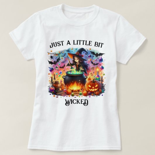 Niedlich Witch Stirring Cauldron T-Shirt (Design vorne)