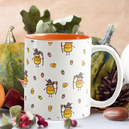 Niedlich Witchy Candy Mais Halloween Muster Zweifarbige Tasse