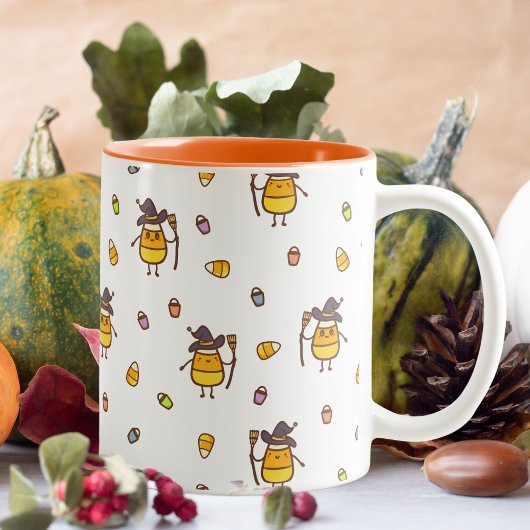 Niedlich Witchy Candy Mais Halloween Muster Zweifarbige Tasse
