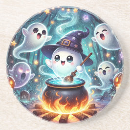 Niedlich Witchy Ghost Halloween-Party Bevorzugung Getränkeuntersetzer