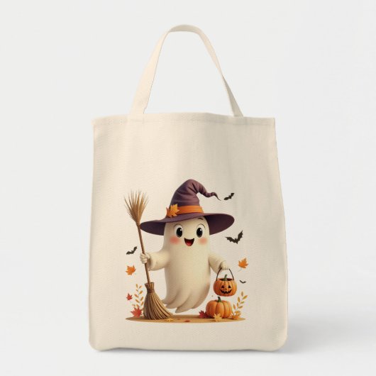 Niedlich Witchy Ghost Halloween Tragetasche (Vorne)