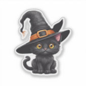 Niedlich Witchy Kitten wasserdicht Aufkleber (Vorderseite)