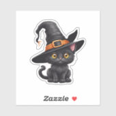 Niedlich Witchy Kitten wasserdicht Aufkleber (Blatt)