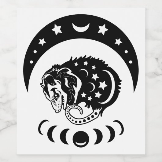 Niedlich Witchy Opossum Weinetikett (Einzelnes Label)