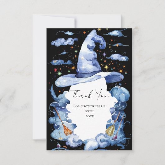 Niedlich Wizard Hat Baby Dusche Dankeskarte (Vorderseite)