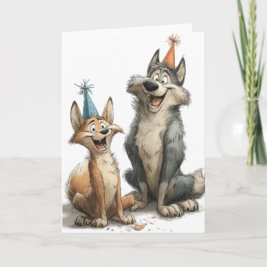 Niedlich Wolf Birthday Karte (Vorderseite)