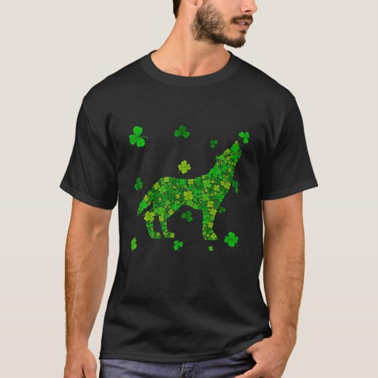 Niedlich Wolf Kleeblatt Irish Animals St Patricks T-Shirt (Vorderseite)