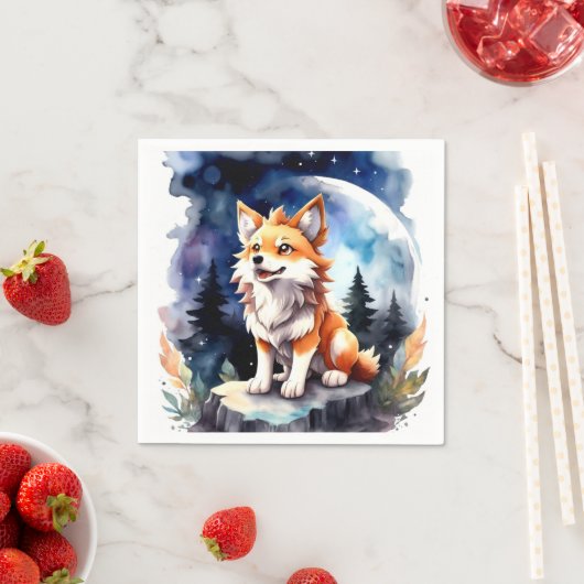 Niedlich Wolf Pup Baby Dusche Serviette (Beispiel)