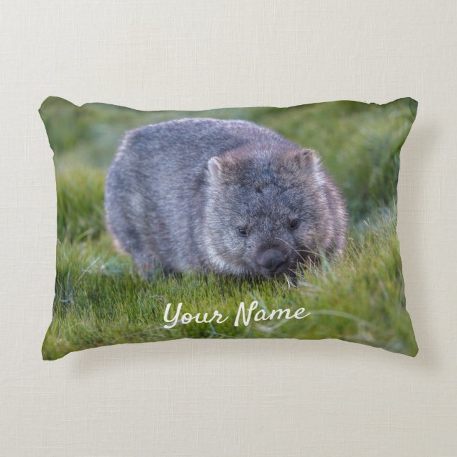 Niedlich Wombat Wildlife Animal Australia Green Dekokissen (Vorderseite)