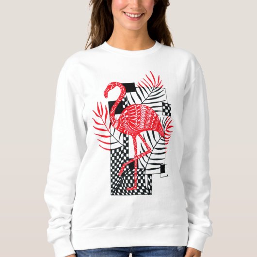 Niedlich Women's Red Flamingo Print Sweatshirt (Vorderseite)