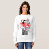 Niedlich Women's Red Flamingo Print Sweatshirt (Vorne ganz)