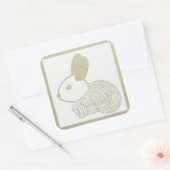 Niedlich Woodcut Bunny Quadratischer Aufkleber (Umschlag)