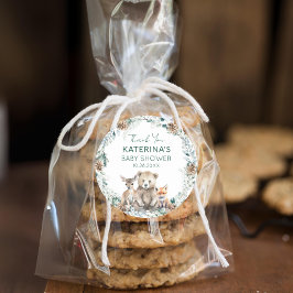 Niedlich Woodland Animals Kinderdusche Danke für I Runder Aufkleber