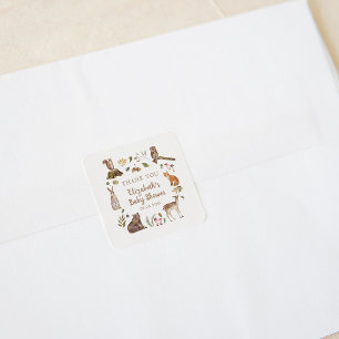 Niedlich Woodland Animals Kinderdusche Danke Quadratischer Aufkleber