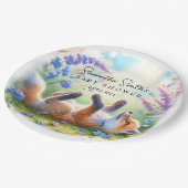 Niedlich Woodland Baby Fox Babydusche Pappteller (Schrägansicht)