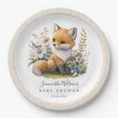 Niedlich Woodland Baby Fox Spring Baby Dusche Pappteller (Vorderseite)