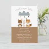 Niedlich Woodland Boho Baby Animes Einladung (Stehend Vorderseite)