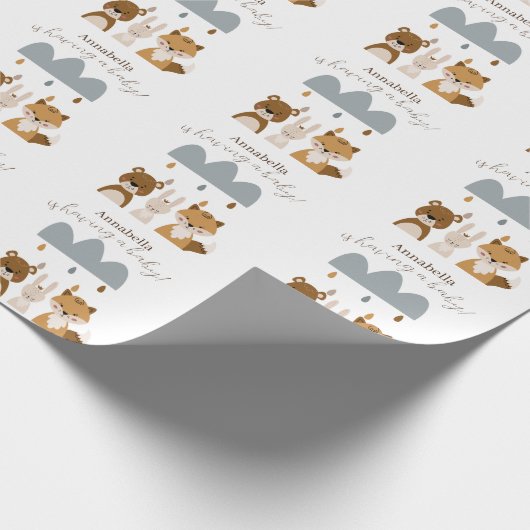 Niedlich Woodland Boho Baby Animes Geschenkpapier (Ecke)