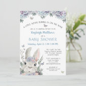 Niedlich Woodland Bunny Watercolor Kinderdusche Einladung (Stehend Vorderseite)