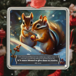 Niedlich Woodland Chipmunks Scripting Verse Weihna Ornament Aus Metall