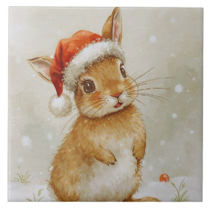 Niedlich Woodland Christmas Bunny Fliese