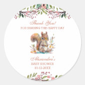Niedlich Woodland Eichhörnchen Kinderdusche Danke Runder Aufkleber (Vorderseite)