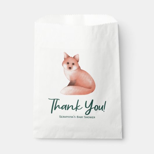 Niedlich Woodland Fox Babydusche Vielen Dank Geschenktütchen (Vorderseite)