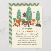 Niedlich Woodland Friends Kinderdusche einladen Einladung (Vorne/Hinten)