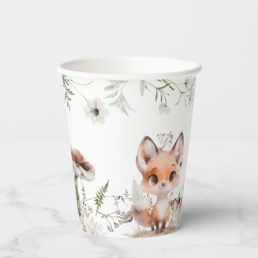Niedlich Woodland Friends Kinderdusche Pappbecher (Rückseite)