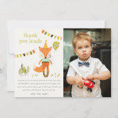 Niedlich Woodland Fun Party Fox Kindergeburtstag F Dankeskarte (Vorderseite)