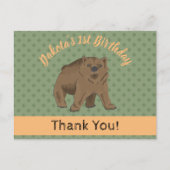 Niedlich Woodland Grizzly Bären Cub Danke Postkarte (Vorderseite)