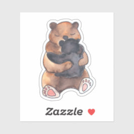 Niedlich Woodland Mama Hugs Baby Bear Cub Aufkleber
