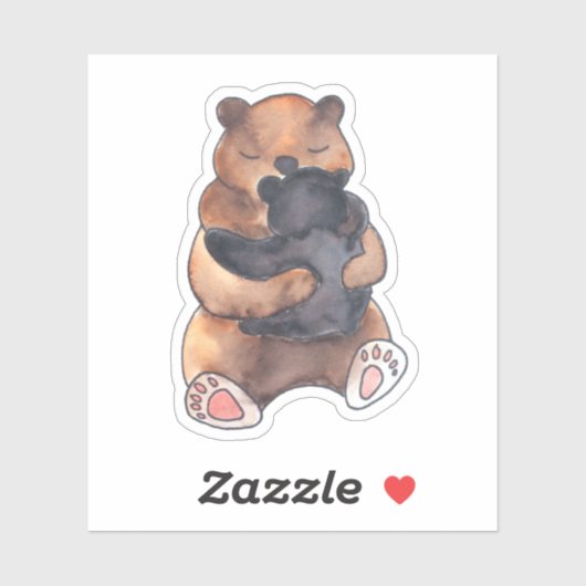 Niedlich Woodland Mama Hugs Baby Bear Cub Aufkleber (Blatt)