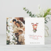 Niedlich Woodland Rentier Weihnachtself Feiertagskarte (Stehend Vorderseite)