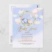 Niedlich Woodland Teddy Bärenjunge Babydusche Einl Postkarte (Vorne/Hinten)