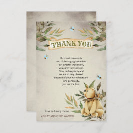 Niedlich Woodland Teddy Bear Boy Babydusche Dankeskarte