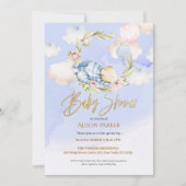 Niedlich Woodland Teddy Bear Boy Babydusche Einladung (Vorderseite)