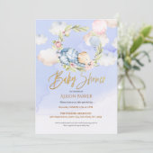 Niedlich Woodland Teddy Bear Boy Babydusche Einladung (Stehend Vorderseite)