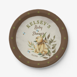 Niedlich Woodland Teddy Bear Boy Babydusche Pappteller