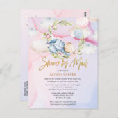 Niedlich Woodland Teddy Bear Boy Babydusche per Ma Postkarte (Vorne/Hinten)