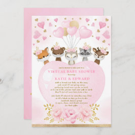 Niedlich Woodland Valentines Girl Virtual Baby Dus Einladung