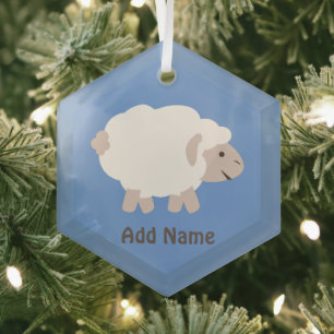 Niedlich Wooly Lamb Ornament Aus Glas