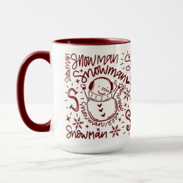 Niedlich Word Art Snowman Tasse